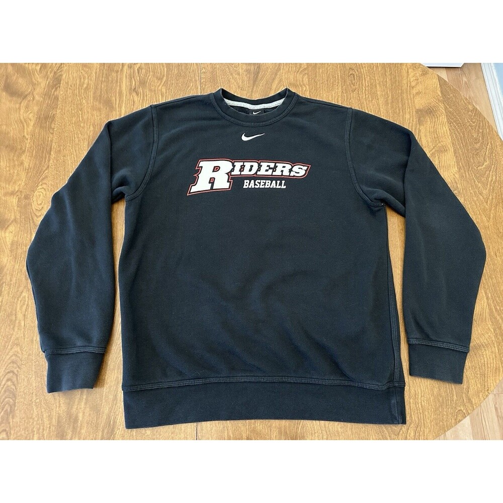 Nike Sweatshirt Men’s M Black Fleece Center Swoosh Logo Baggy Riders Baseball